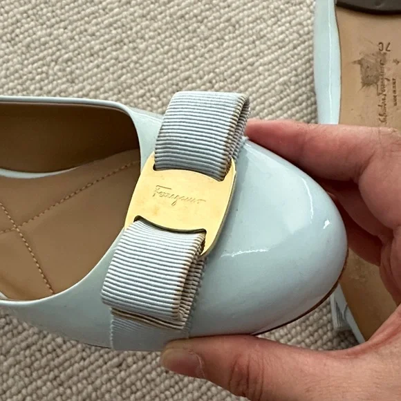 Salvatore Ferragamo Pale Blue Flats with Bow, sz US7 - Picture 4 of 5